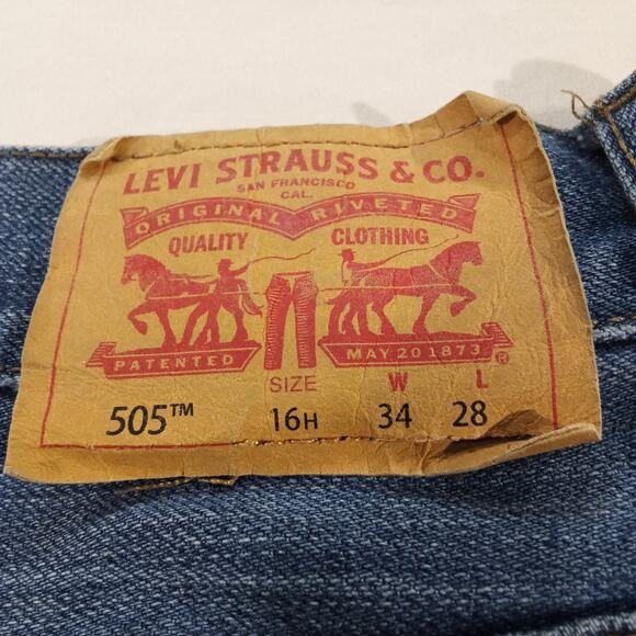 Levi’s 505 Regular Fit Boys 16H Jeans Blue Denim W34 L28 Straight Leg - Picture 6 of 7